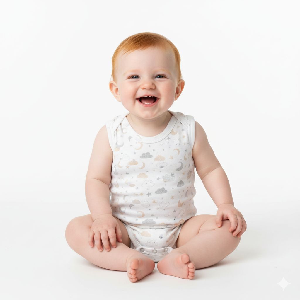 100% Egyptian Cotton Baby Sleeveless Bodysuits - Multipack