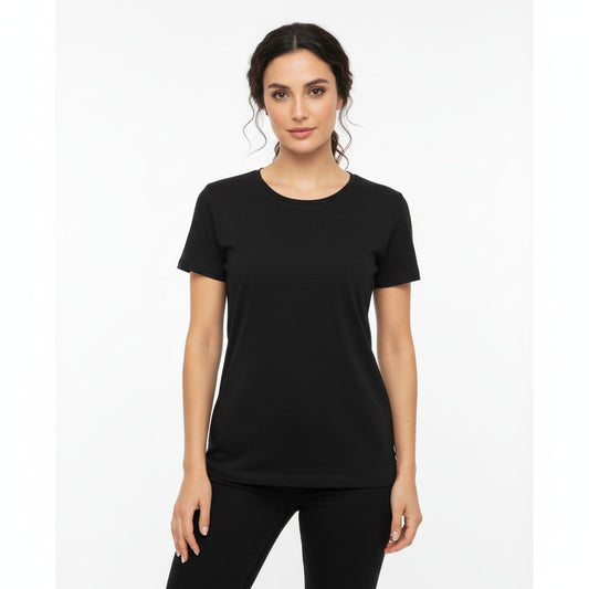 Premium Egyptain Cotton Basic T-shirt for Women - Black