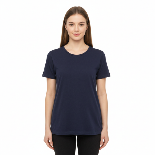 Premium Egyptain Cotton Basic T-shirt for Women - Navy
