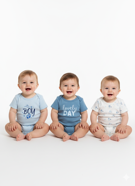 100% Egyptian Cotton Baby Half-Sleeve Bodysuits - Multipack