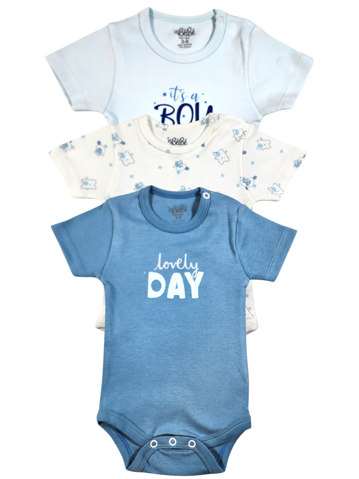 100% Egyptian Cotton Baby Half-Sleeve Bodysuits - Multipack