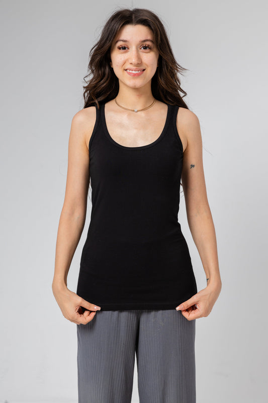Premium Egyptiank Cotton Basic Tank Top for Women- Black
