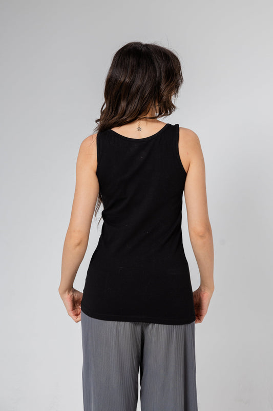 Premium Egyptiank Cotton Basic Tank Top for Women- Black