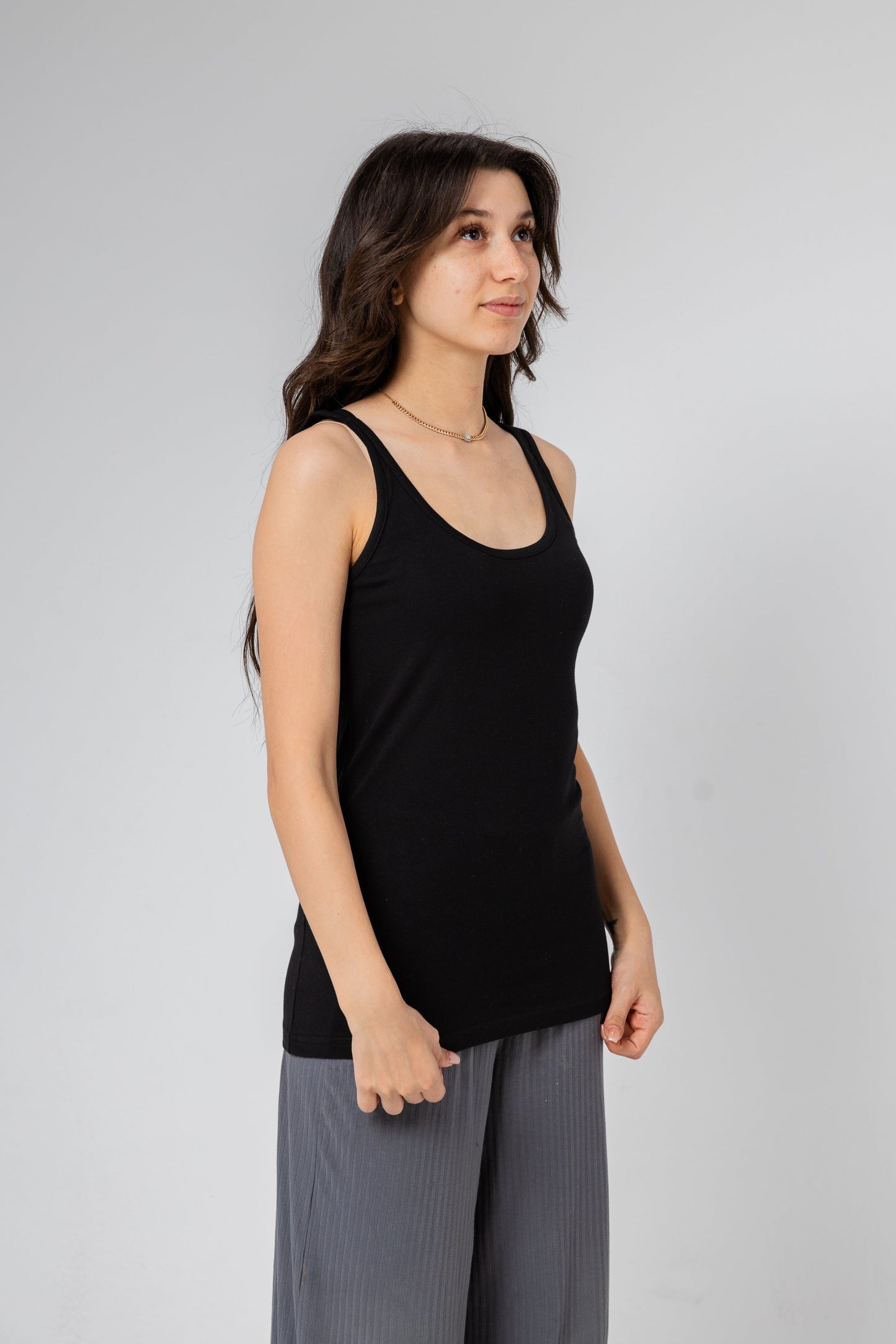 Premium Egyptiank Cotton Basic Tank Top for Women- Black