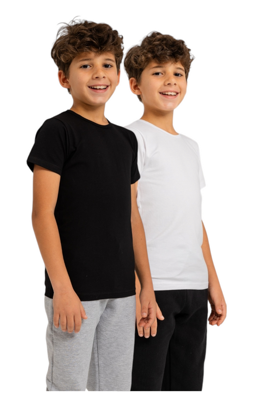 Premiun Egyptian Cotton Basic T-shirt for Boys - Pack of 2
